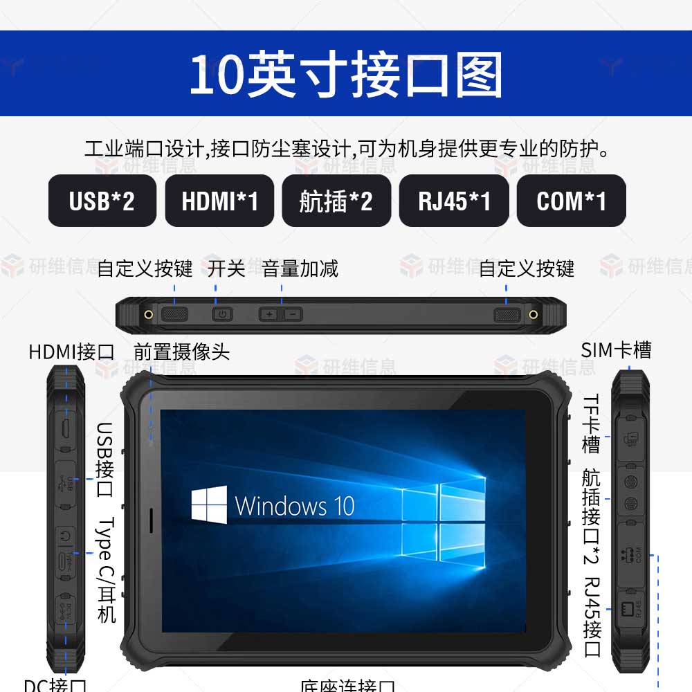 三防平板電腦10寸|windows10系統工業手持平板電腦|掃碼平板電腦可定制身份證識別YW10X