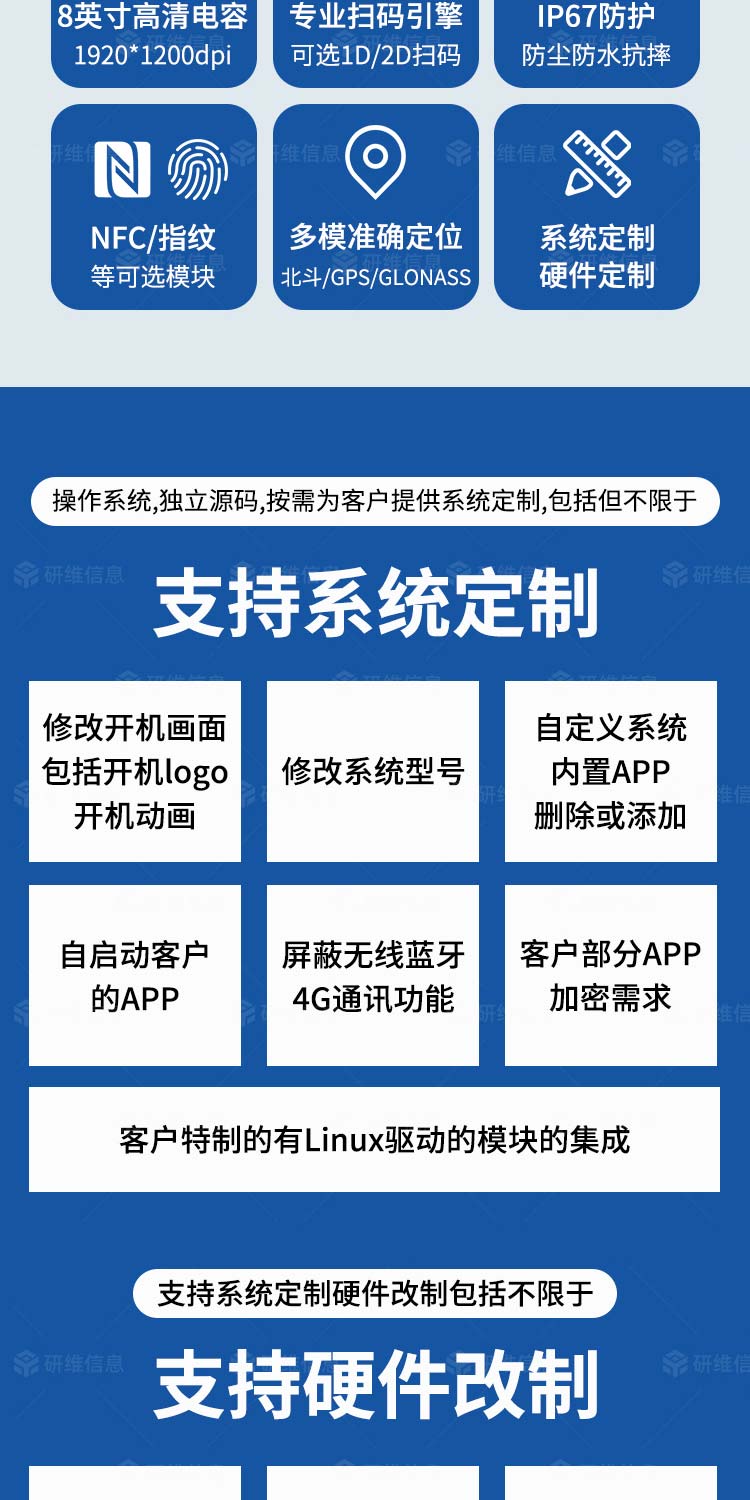 8寸三防平板電腦|安卓uhf 平板電腦|身份證采集 平板|加固平板電腦支持定制RFID超高頻YW80A